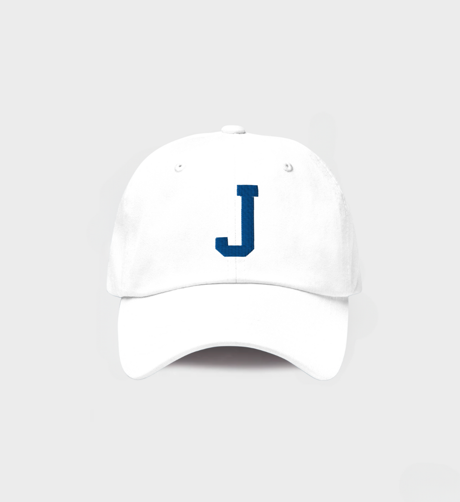 Custom Single letter Hat White/Navy