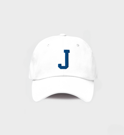 Custom Single letter Hat White/Navy