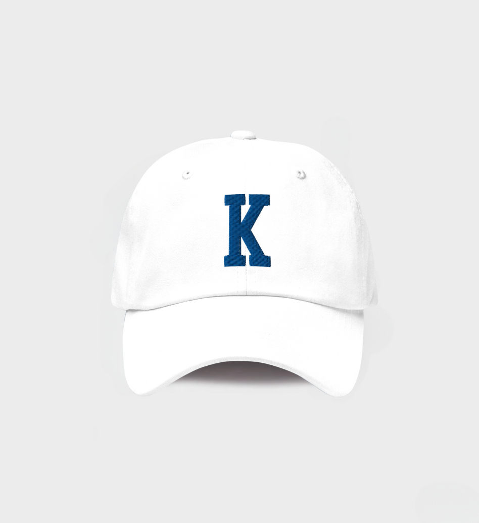 Custom Single letter Hat White/Navy