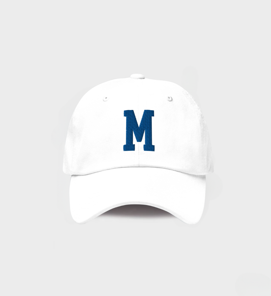 Custom Single letter Hat White/Navy