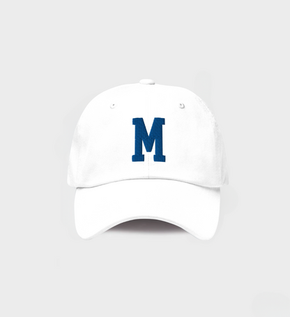 Custom Single letter Hat White/Navy