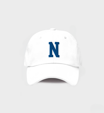 Custom Single letter Hat White/Navy