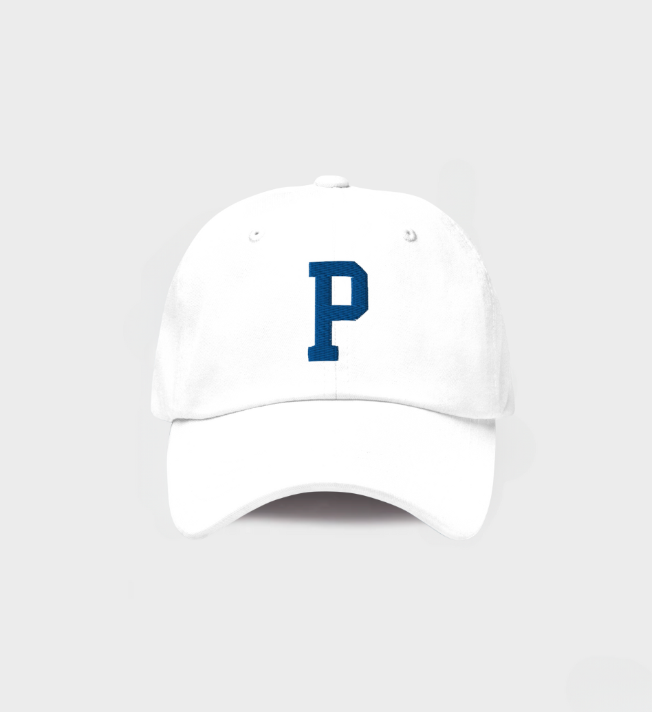 Custom Single letter Hat White/Navy