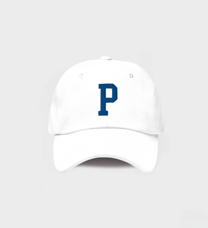 Custom Single letter Hat White/Navy