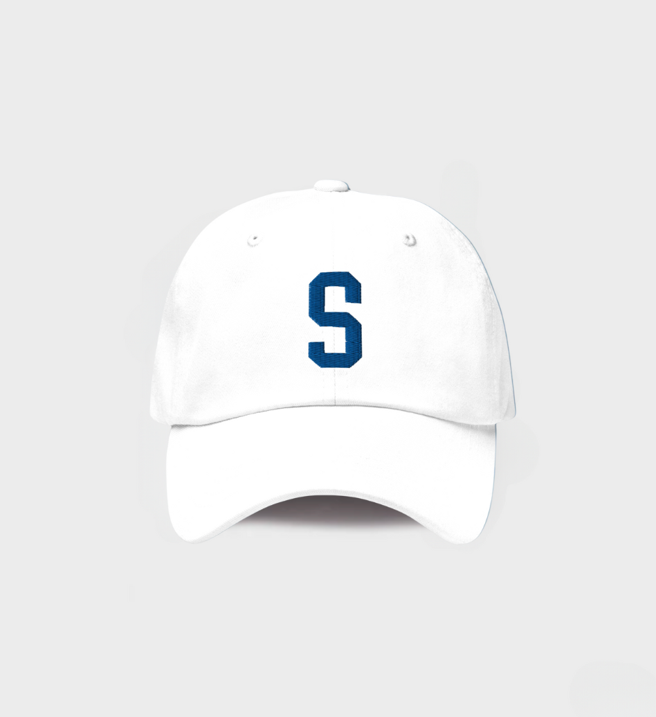 Custom Single letter Hat White/Navy