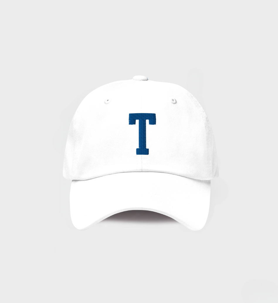 Custom Single letter Hat White/Navy