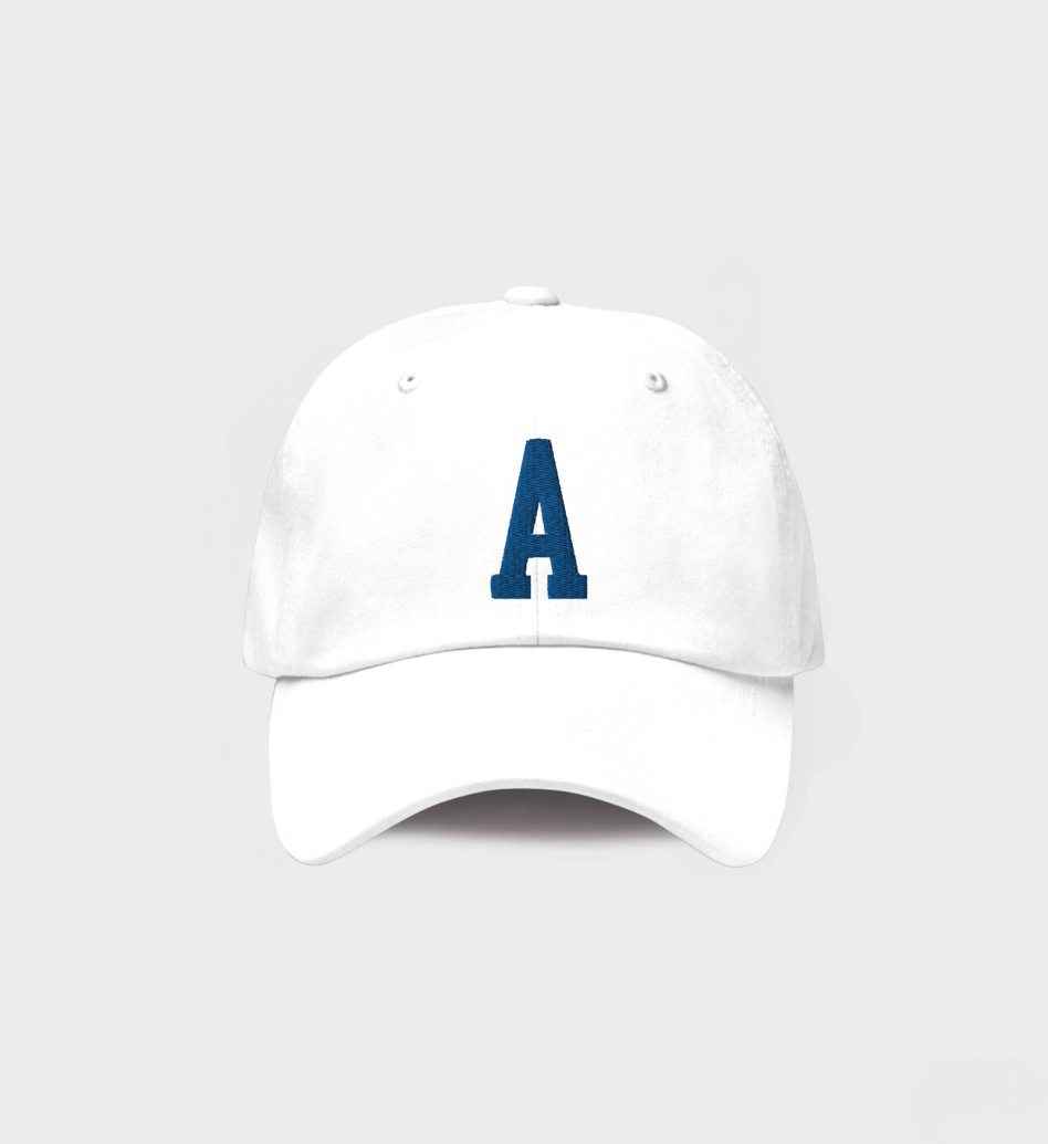 Custom Single letter Hat White/Navy