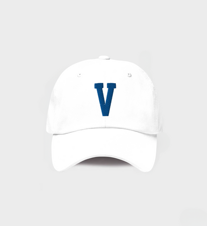 Custom Single letter Hat White/Navy