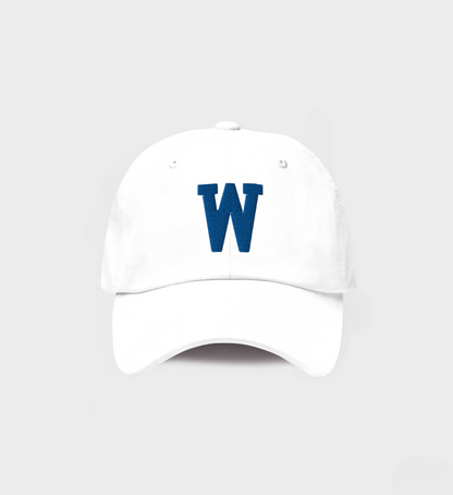 Custom Single letter Hat White/Navy