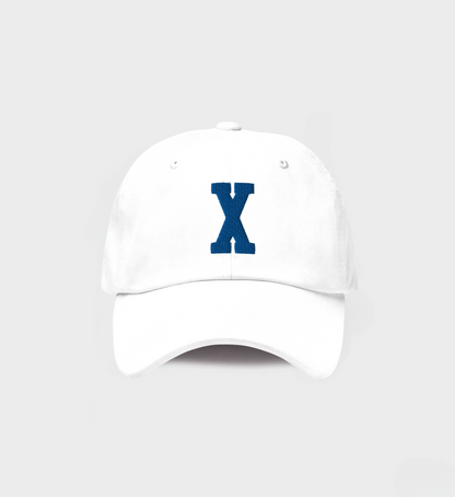 Custom Single letter Hat White/Navy