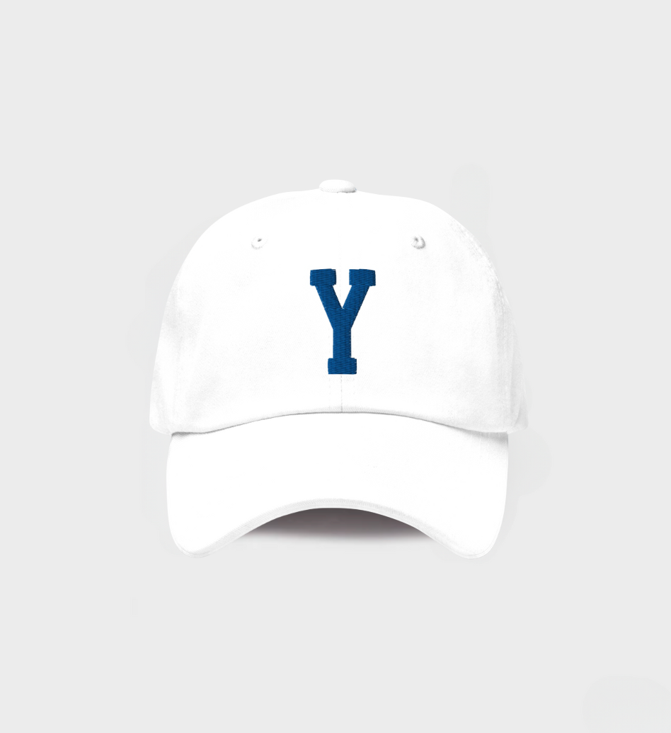 Custom Single letter Hat White/Navy