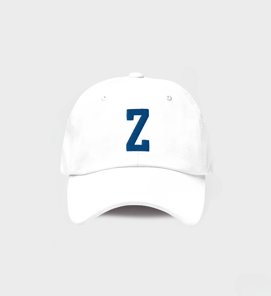 Custom Single letter Hat White/Navy