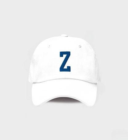 Custom Single letter Hat White/Navy