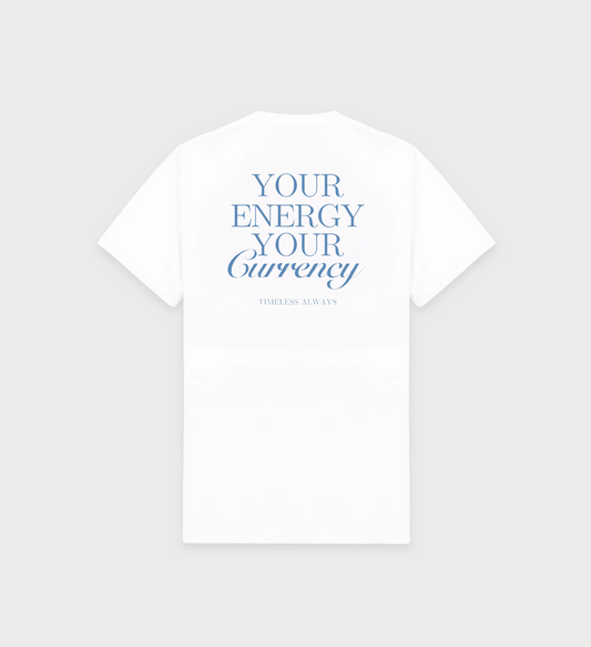 Your Energy Your Currency T-Shirt White/Sky