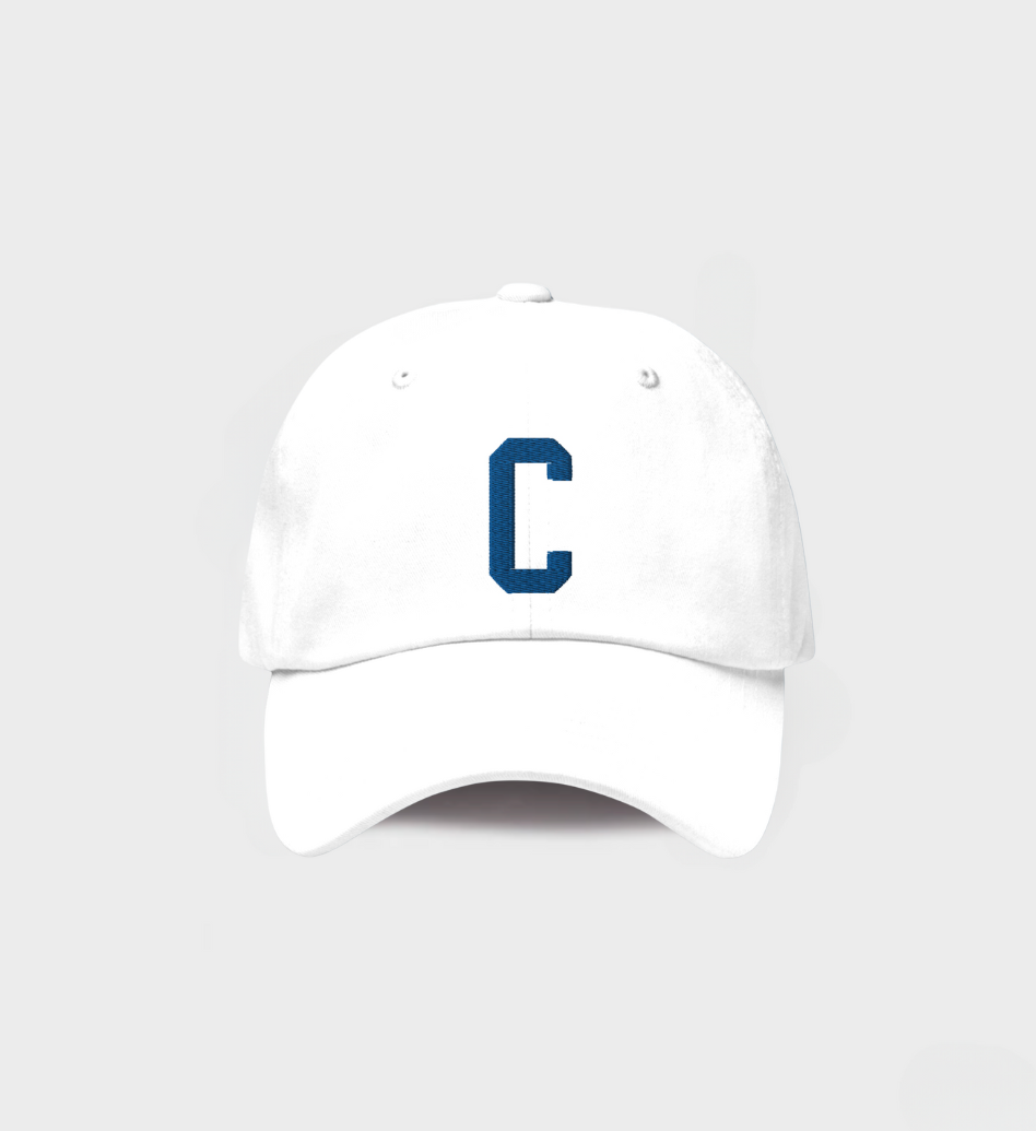 Custom Single letter Hat White/Navy