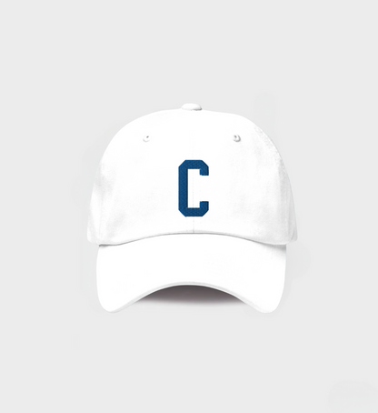 Custom Single letter Hat White/Navy