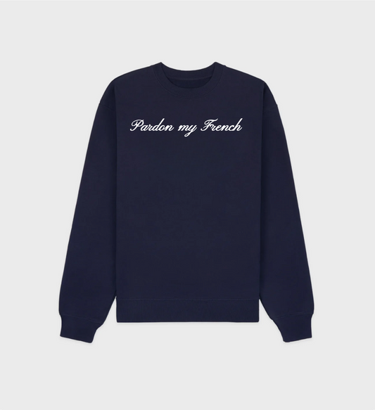 Pardon My French Navy/White