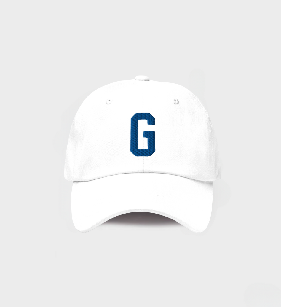 Custom Single letter Hat White/Navy