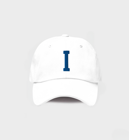 Custom Single letter Hat White/Navy