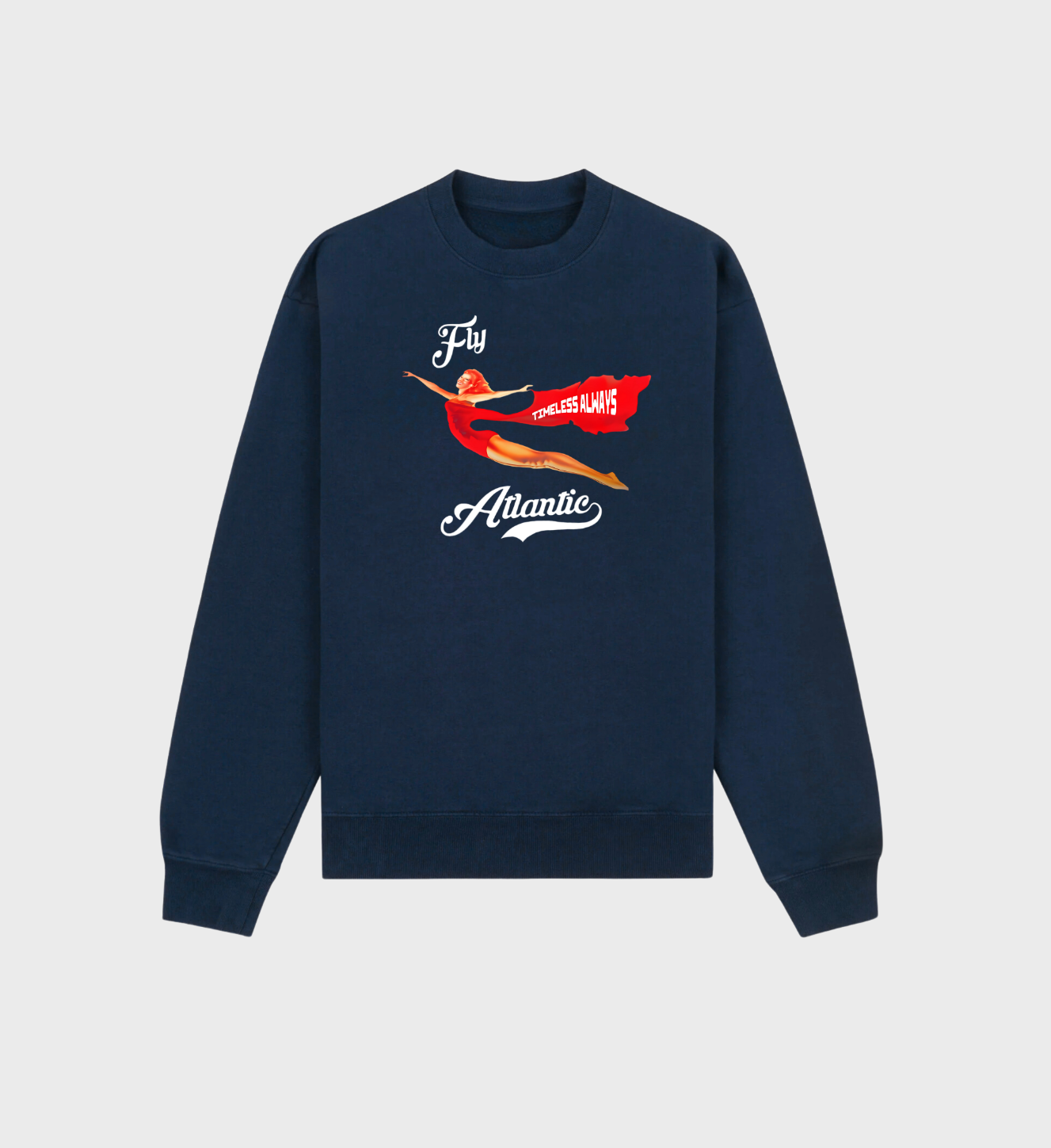 Fly Atlantic sweatshirt inspired by 80s casual style, featuring a classic design in soft fabric.