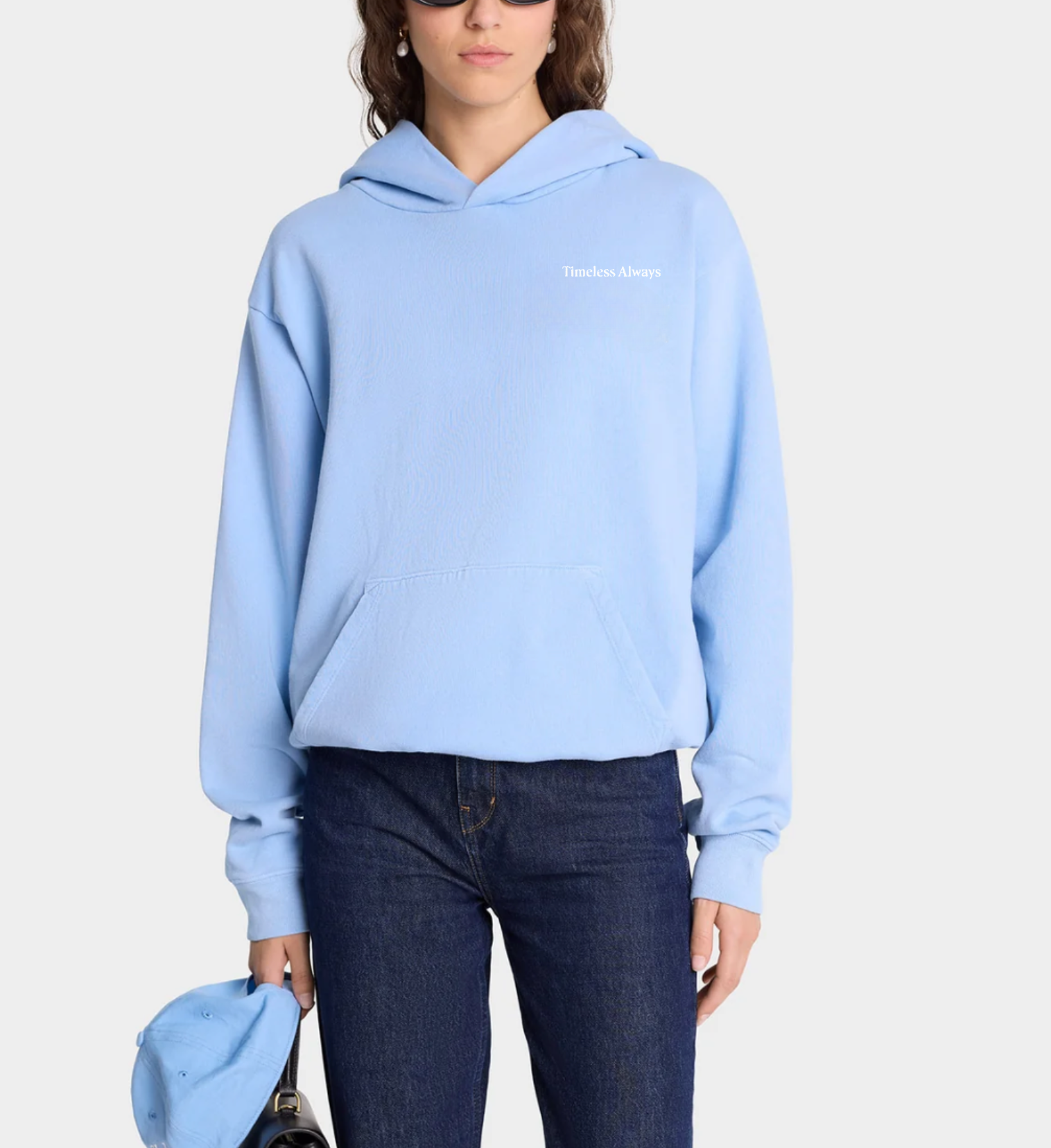 Timeless Always Hoodie in Sky Blue/White.