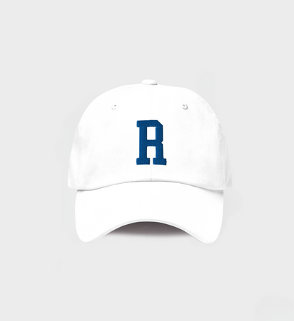 Custom Single letter Hat White/Navy