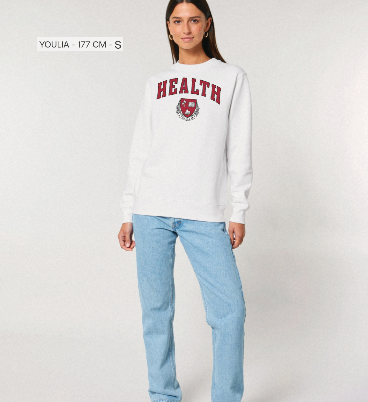 Health College Sweatshirt - Unisex Organic Cotton, Vintage Inspired