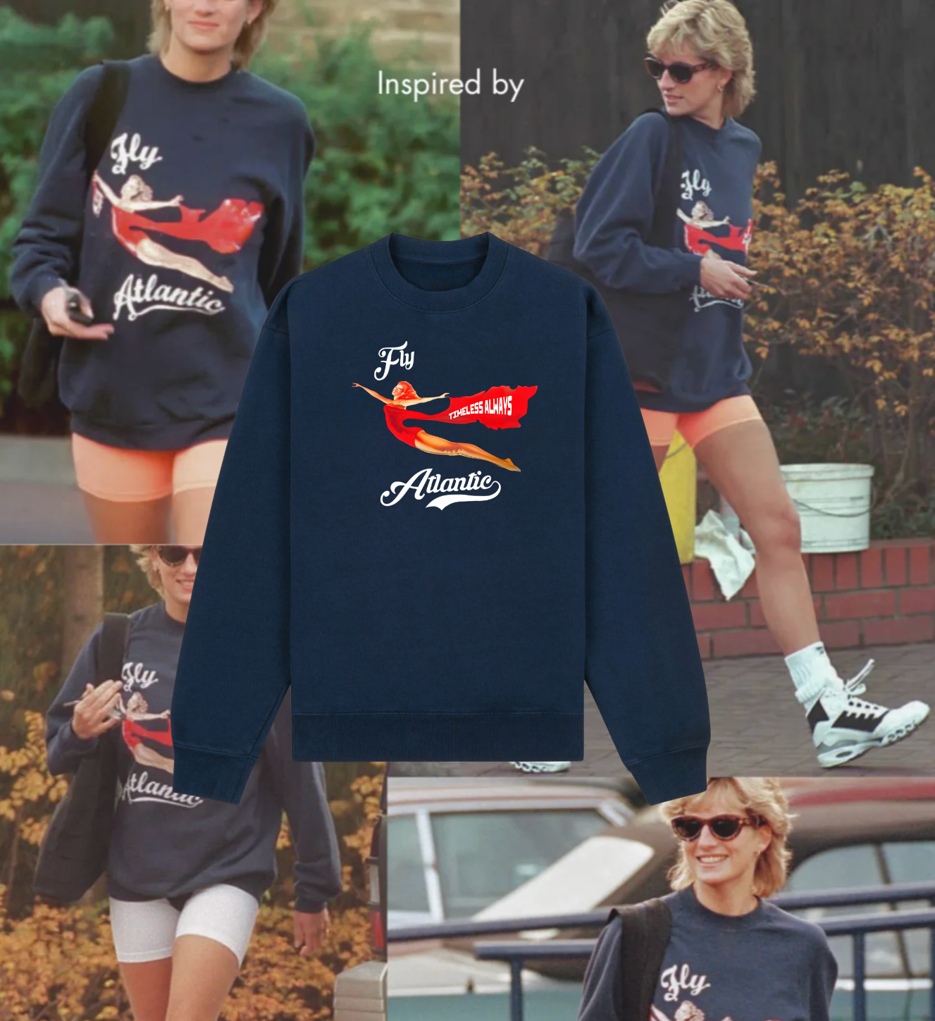 Fly Atlantic sweatshirt inspired by 80s vintage style, perfect for casual and iconic looks.