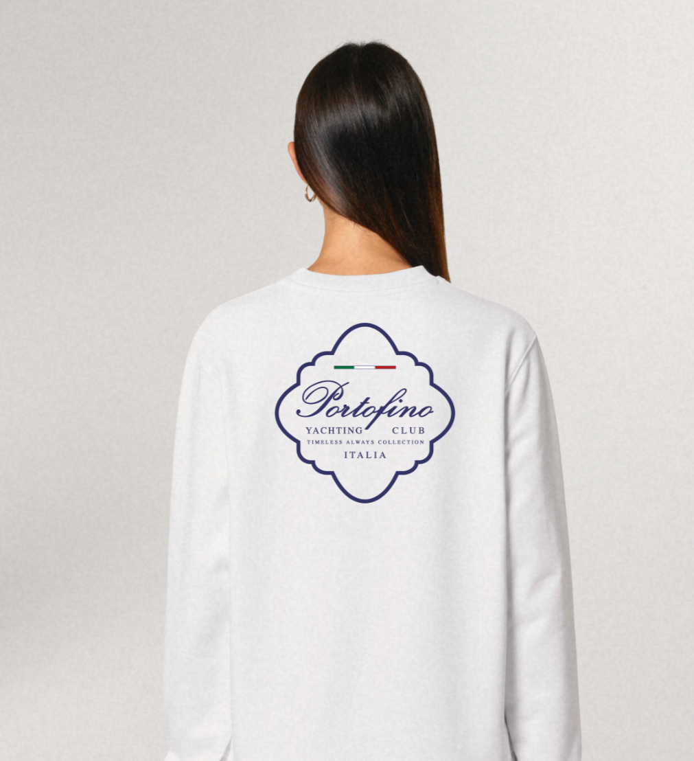 Portofino Italia Sweatshirt - White with Navy Typography