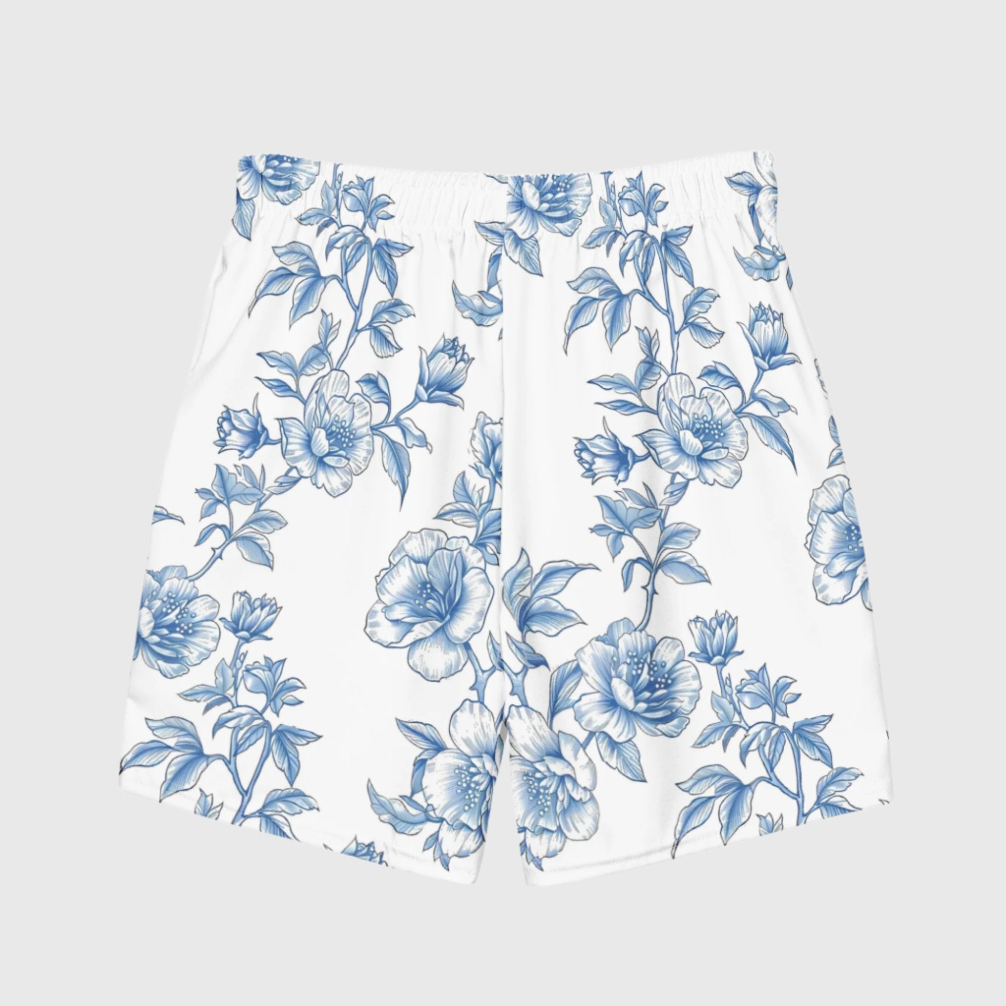 Flowers in blue Swim Trunks