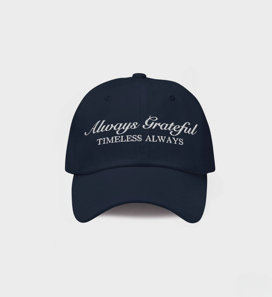 Always Grateful Hat, unisex, 100% cotton twill, adjustable closure, premium 3D puff, limited edition.