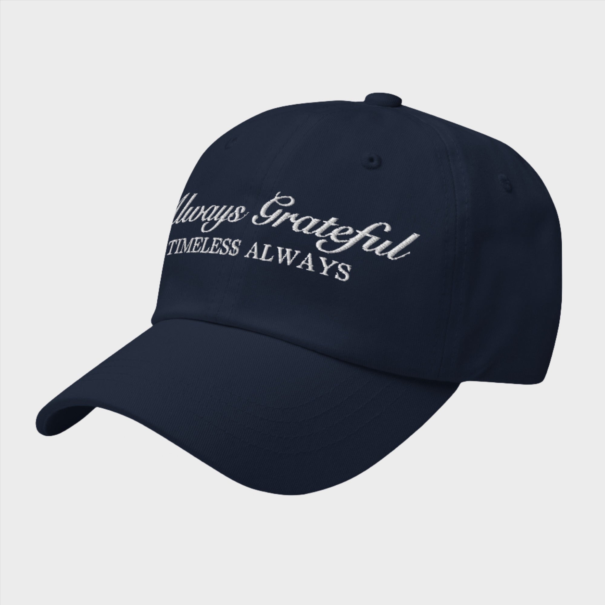 Always Grateful Hat, 100% cotton twill, unisex, adjustable, premium 3D puff detail, limited edition with only 15 items available.