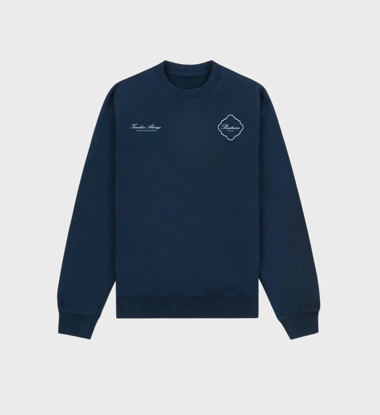 Positano Italia Navy Sweatshirt with front and back design, unisex