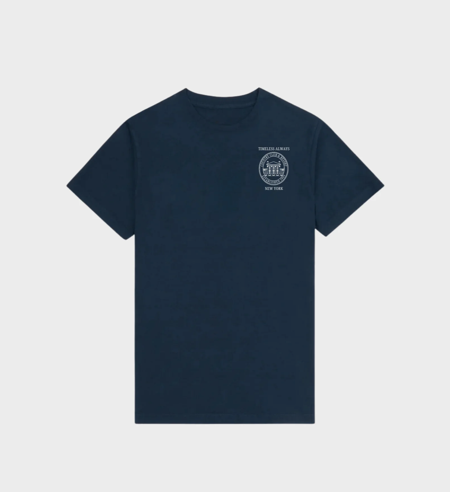 New York Resort T-Shirt in navy with white design, inspired by classic New York resorts