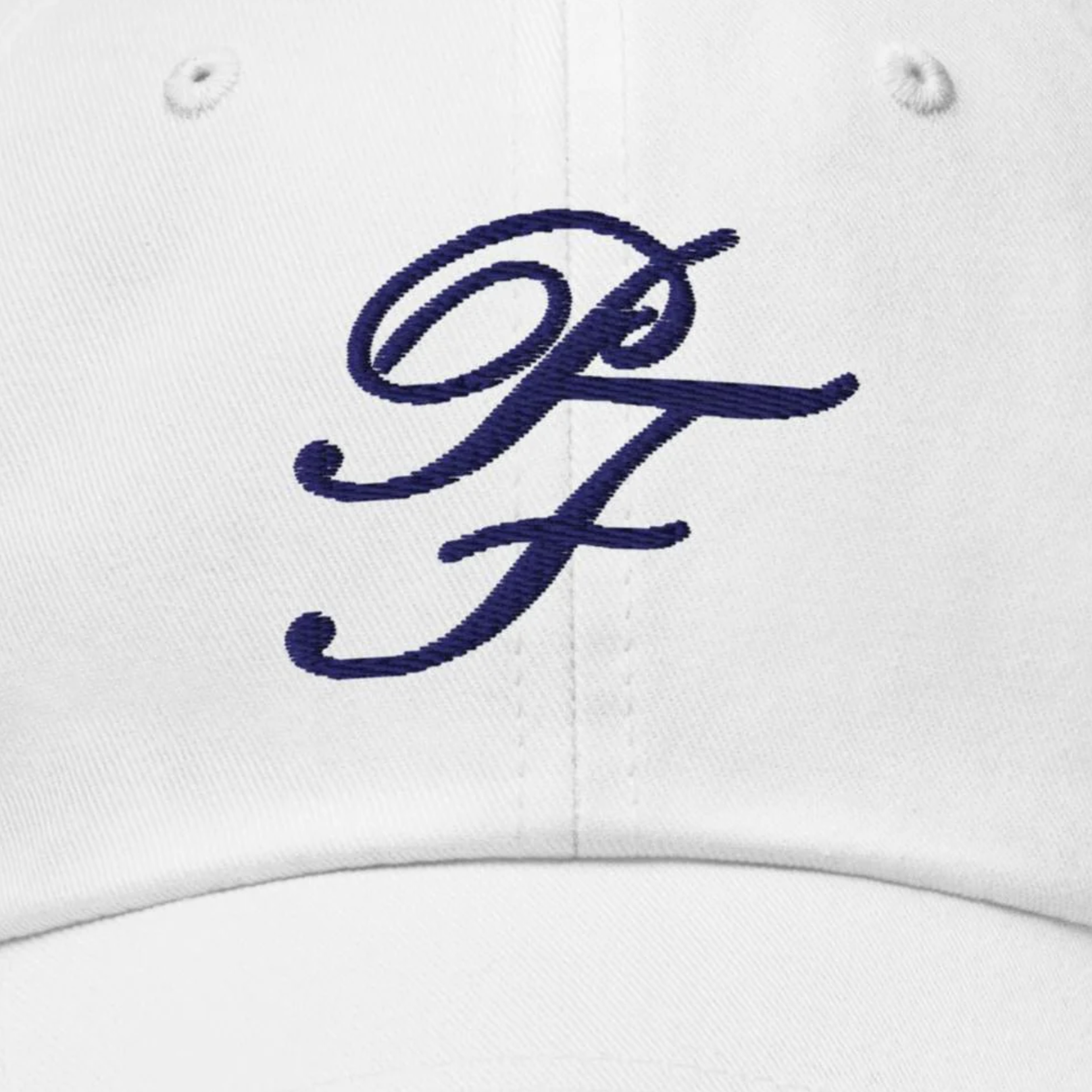 Portofino white hat navy PF logo front classic style