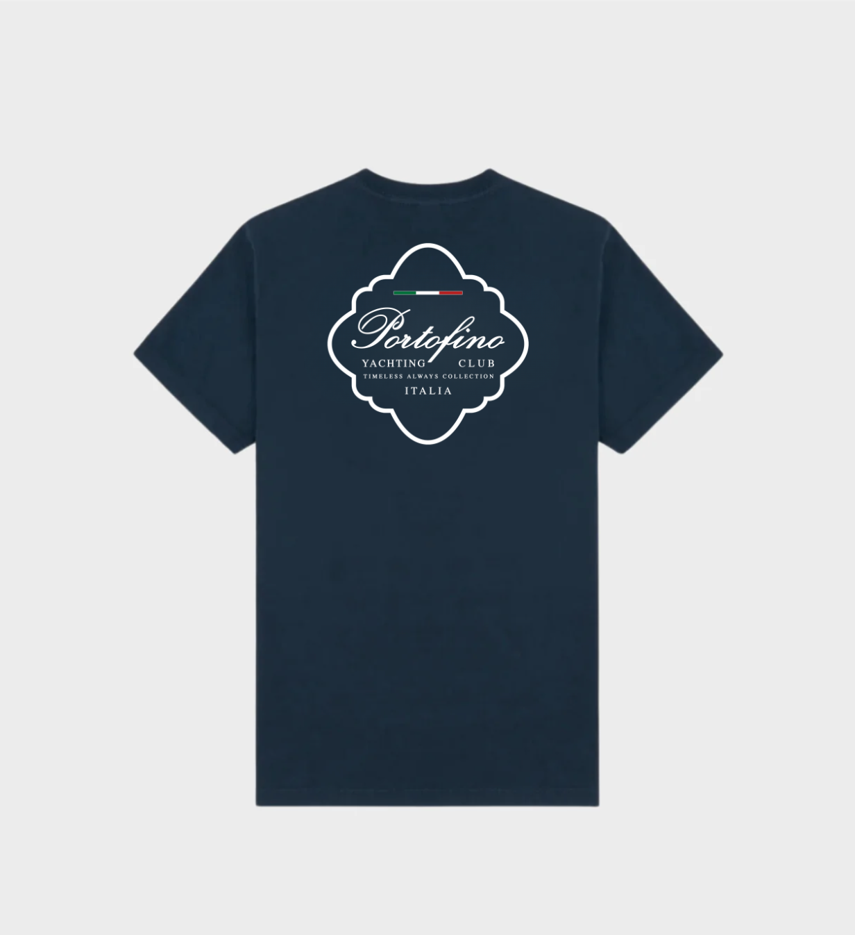 Portofino Italia navy t-shirt with white front and back design