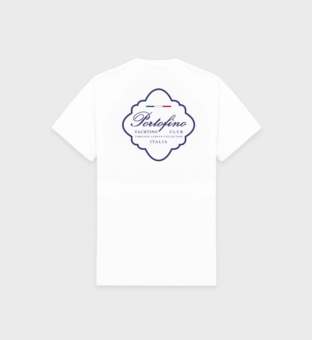 Portofino Italia White t-shirt with Navy front and back design