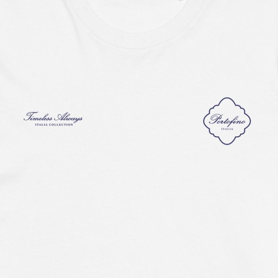 White cotton t-shirt with Navy coastal Italian design