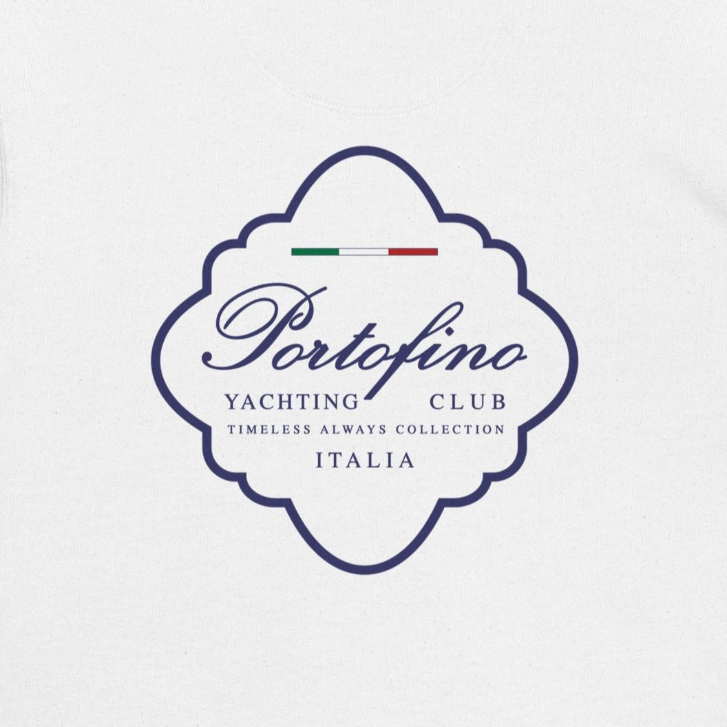 Portofino Italia sweatshirt in white with navy accents for timeless style