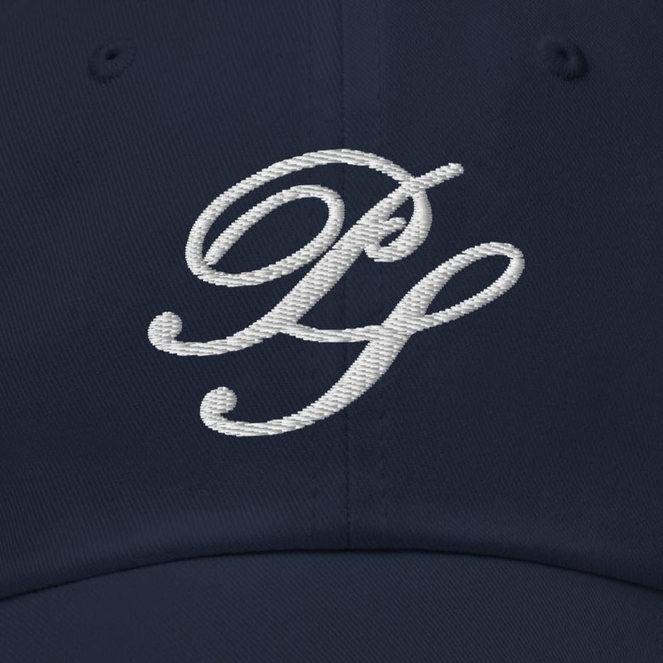 Premium navy hat with white embroidery, inspired by Positano