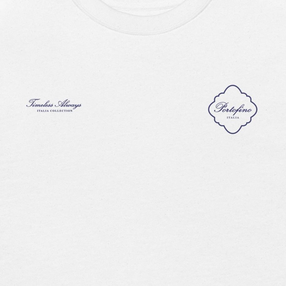 Classic white sweatshirt navy Italian typography design