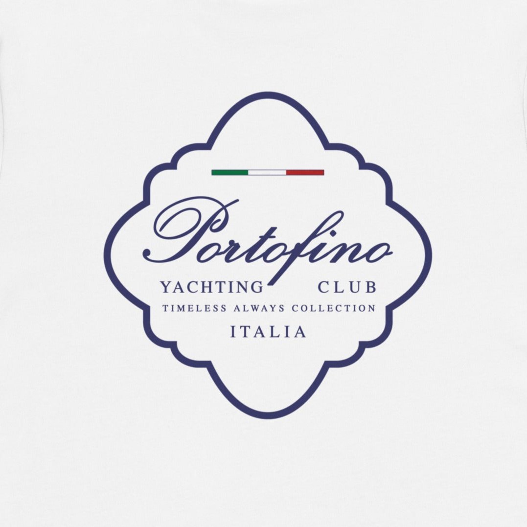 Portofino Italia tee navy with white elegant details front and back