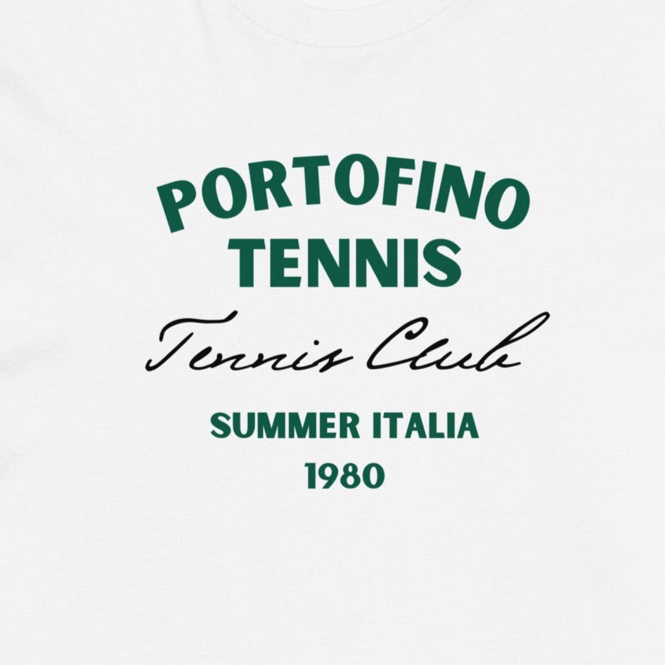 Premium white tee with green old tennis club-inspired details